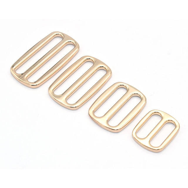 Gold Metal Belt Buckle Double Bar Buckle Adjuster Buckle Rectangle